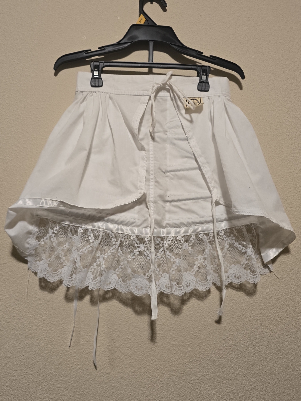 vintage white waist bustle skirt extension (or layered apron overlay)